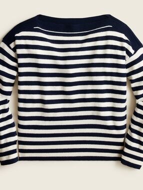 NWT J. Crew Cashmere Cropped Boatneck Sweater in Stripe